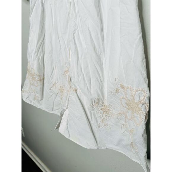 HOFFMAN COPENHAGEN White 100% Cotton Floral Embroidery Smocked Mini Dress 34 - Picture 7 of 13